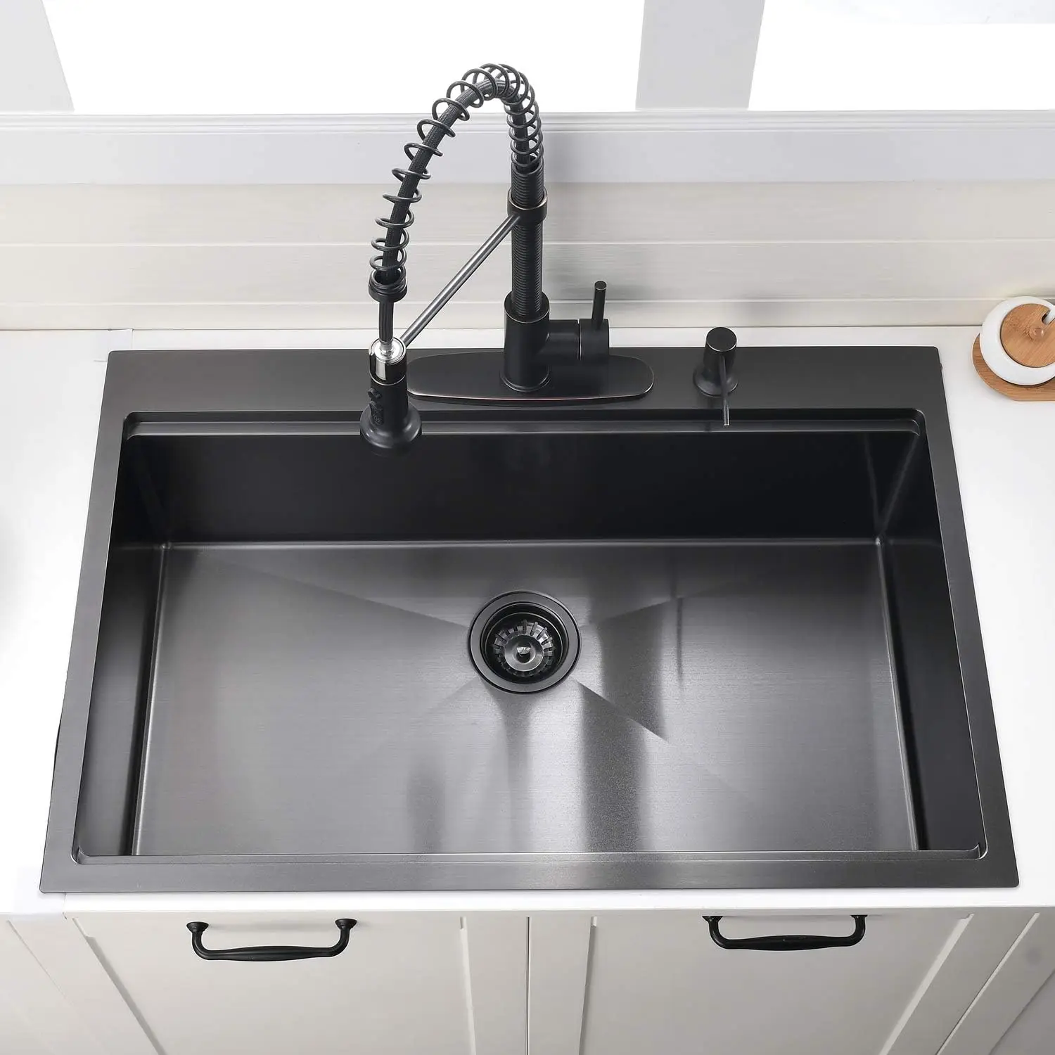 33 Inch Drop In Kitchen Sink Workstation Black33x22-Inch Drop In Sink 16 Gauge Black Stainless Steel Single Bowl Kitchen Sink 3