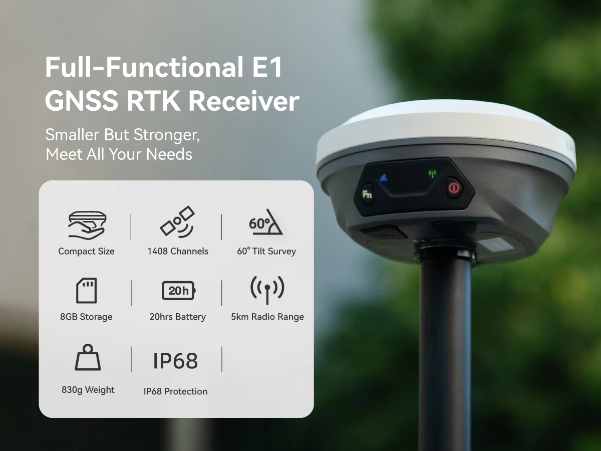 E1 GNSS Receiver Set 10% Off IMU RTK GPS Surveying Equipment Rtk Gnss 2Cm Accur