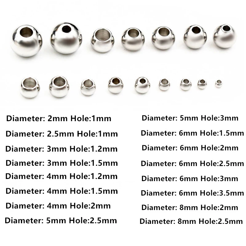 Stainless Steel Spacer Beads 30-100pcs 2-8mm For Jewelry Making