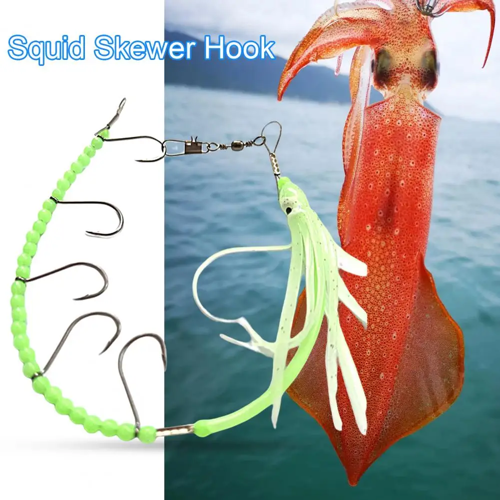 Convenient Squid Hook Durable Glow in Dark Tropical Saury Hairtail Octopus String  Fishhook ABS Squid String Hook for Outdoor - AliExpress