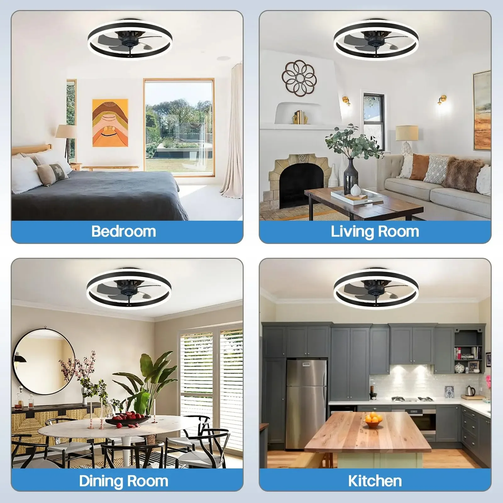 55/60W Ceiling Fans With Lamp Smart Silent Fans 85-265V Electric Lamp 6 Wind Speed Remote Control for Bedroom Home Ceiling