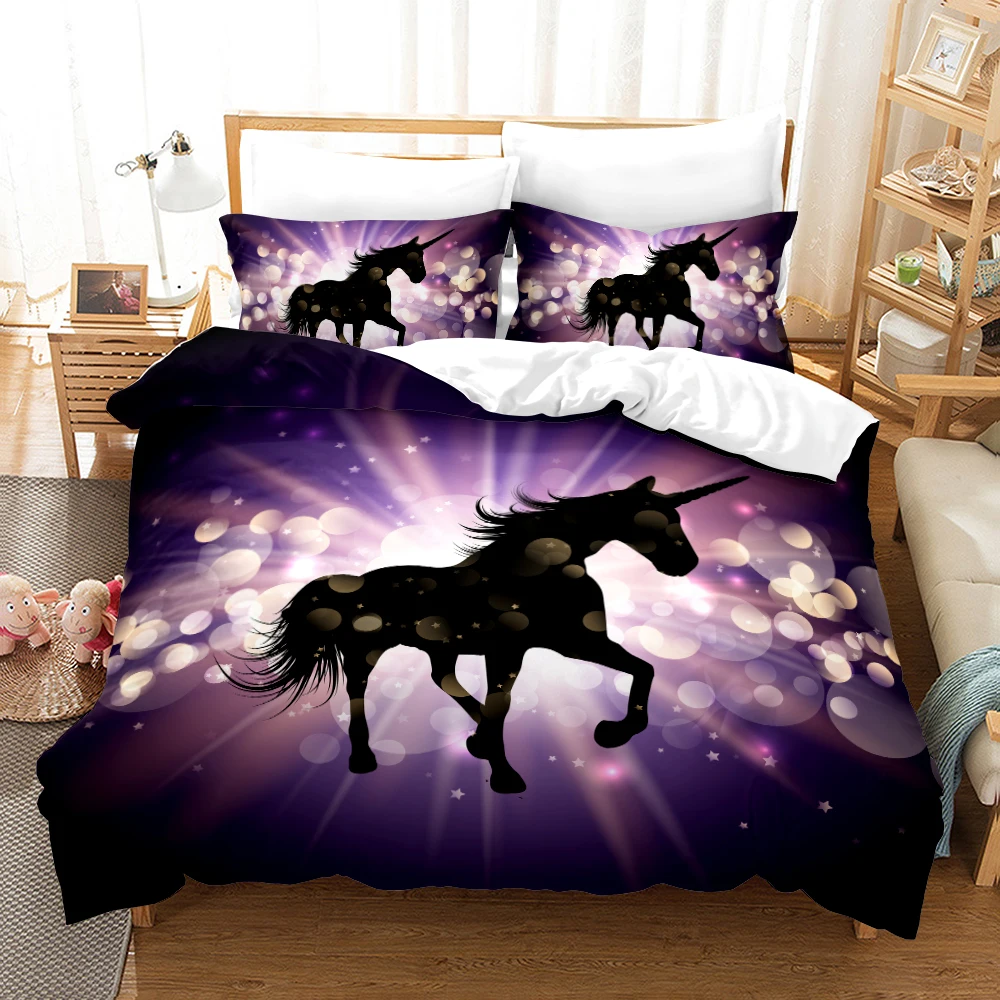 Kids Unicorn Bedding Sets Kids Girl Design Bedclothes Cartoon Duvet Cover With Pillowcase 240x220cm Decor Home Bedclotes