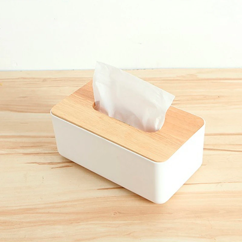 Tissue Box Dispenser Wooden Cover Paper Storage Holder Napkin for Case 2