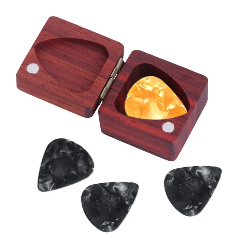 Wooden Guitar Pick Box Guitar Pick Storage Holder Plectrums Container Cases for Guitarists 0XXE