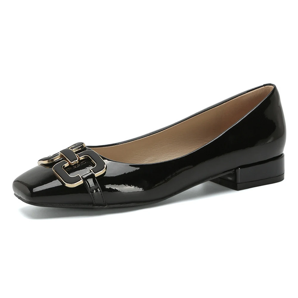 

Spring/Summer New Brand Low Heel Shoes Female Fashion Square Head Shoes Metal Buckle Design Outer Wear Work Women's Shoes a85