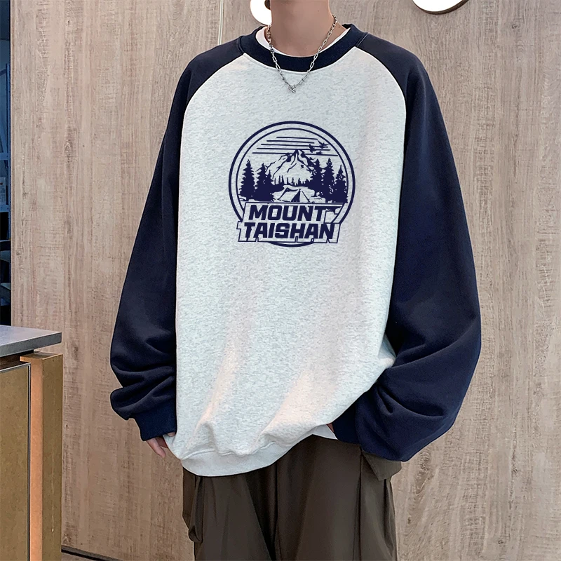 

Contrast Color Sweatshirts Men Baggy Round Neck Fashion Brand T Shirt Round Neck Tops Male Pullovers Sweater Harajuku Streetwear