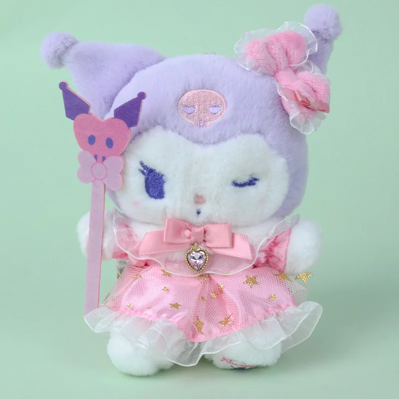 

Sanrio Kuromi Мультфильм Аниме фигурки Plush14CM милые мягкие игрушки куклы брелок подвеска Украшение сумка Детские подарки на день рождения
