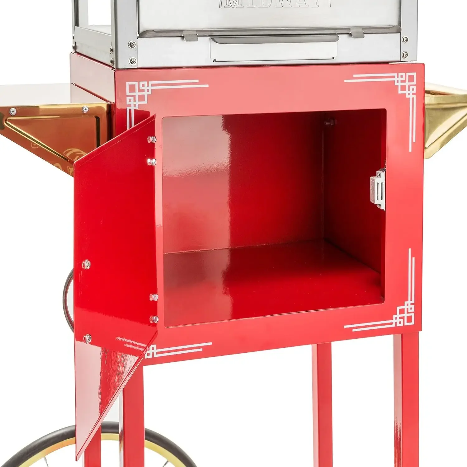 Midway Vintage Style Popcorn Machine Maker Popper with Cart and 10-Ounce Kettle-Red