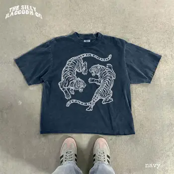 T-shirt con tatuaggio retrò a tema tigre giapponese 2026, regalo perfetto per gli appassionati di tigre retrò, unisex.