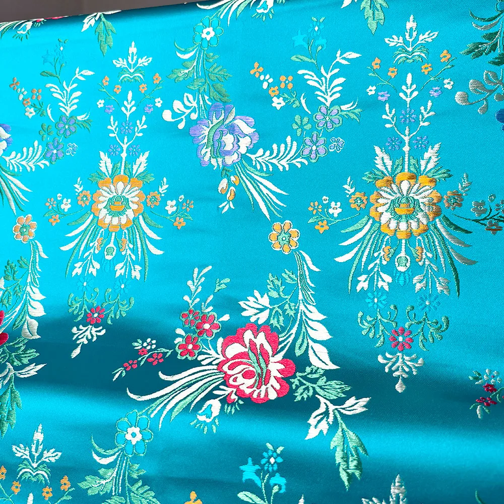 Retro Floral Brocade Jacquard Pattern Fabric Damask Skirt Stage Dress Home Textile Decoration Sew Cloth DIY Needlework Satin Bag