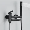 Black Bathtub Faucet Wall Mounted Waterfall Bath Shower System Embedded In Wall Tub Water Tap Shower Mixer Faucet 3