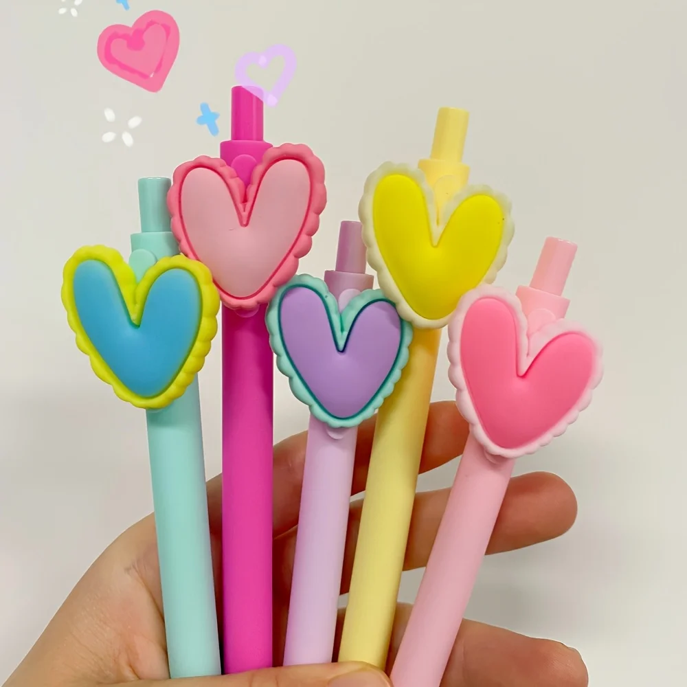 10pcs 하트 모양의 펜 검정 잉크 0.5mm 뾰족한 펜촉 결혼식 파티 사무실 문구 직장 동료 교사 생일 선물
