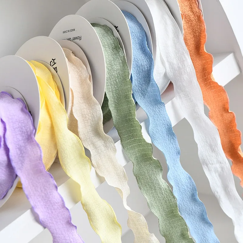 Candy Color Wavy Edge Yarn Ribbon for Gift Wrapping & DIY Crafts - 10 Yards