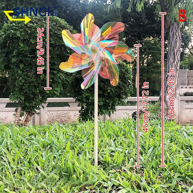 1Pc 18 Cm/24 Cm -Es Csapok Reflektív Elrettentő Szélmalom Védelem A Kerti Növényi Virágkert Gyep Dekorációja - Image 6