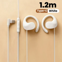 Wired Ear Hook Headphones with 9D Surround Sound and Deep Bass (White 1.2m c)
