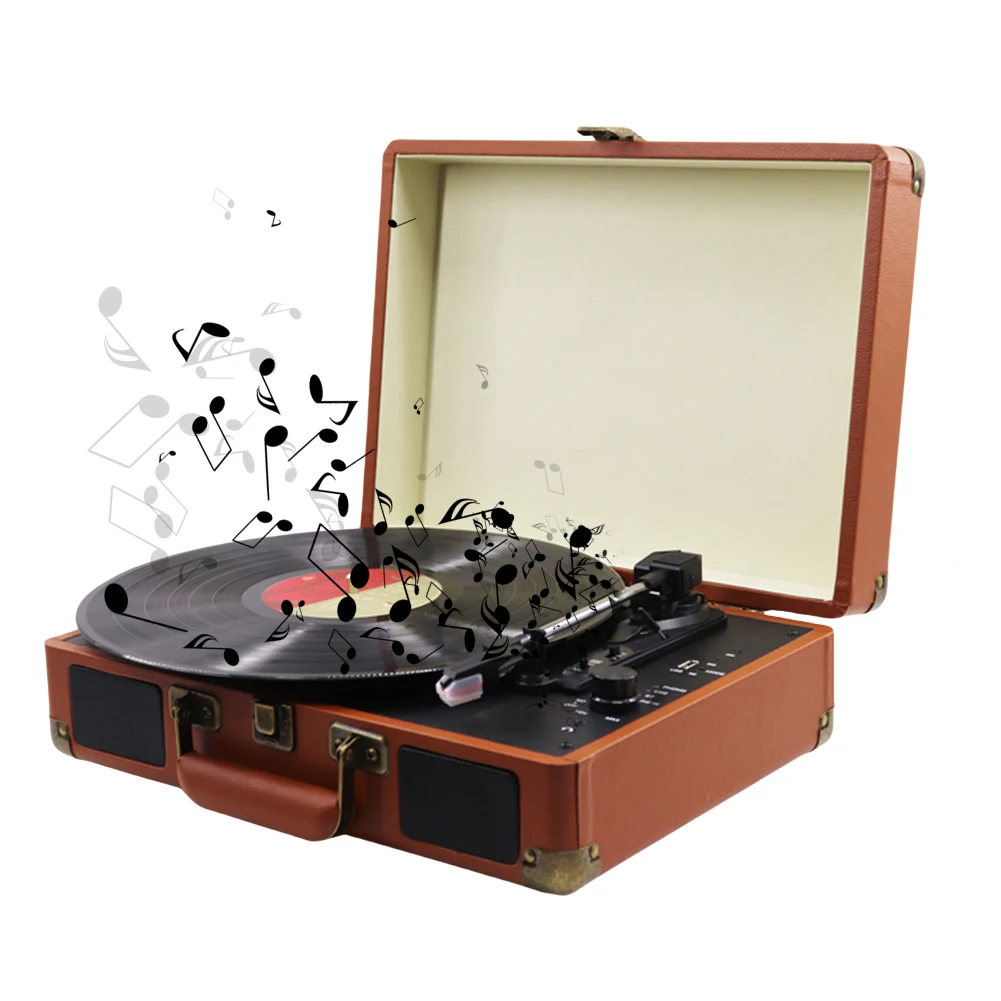 Retro Vinyl Record Player Bluetooth-Compatible Turntable Record Player 33/45/78RPM Phonograph for Entertainment
