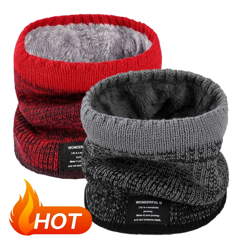 New Winter Plush Woolen Knitting Neck Cover Fashion Solid Color Men Women Cold-proof Scarf Outdoor Warm Cycling Neckerchief Fleece Neck Cover
