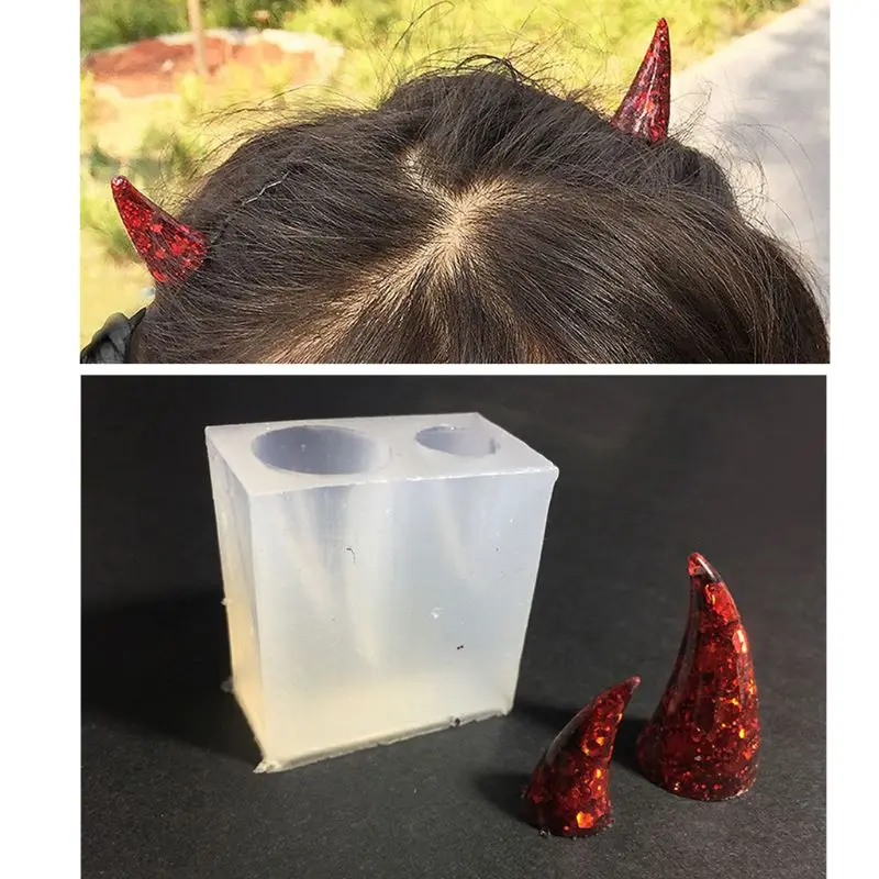 MXME Wings Devil Horns Wand Silicone Molds Earrings Keychain Resin Mould for DIY Craft Pendants Epoxy Casting Mold Jewellery