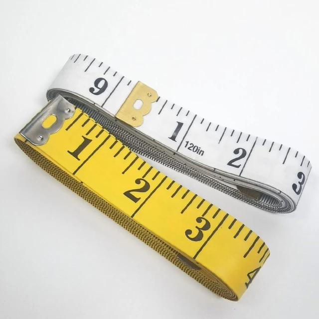  Regla de medición de cuerpo de doble cara de 60 pulgadas/59.1  in, cinta a medida de tela de costura amarilla, cinta suave para medir la  circunferencia del pecho/cintura, fuente negra 
