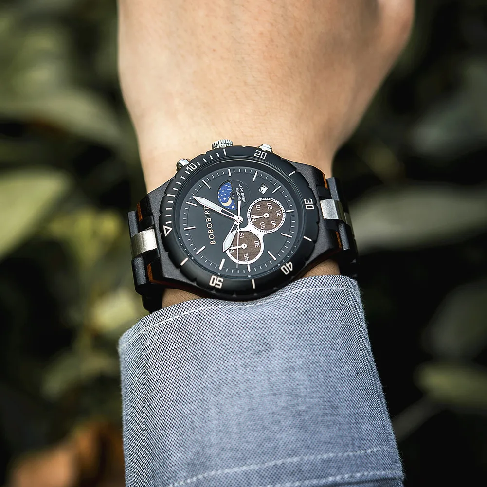 BOBO BIRD Wood Watch Quality Quartz Movement Men's Watches Man Timepieces Chronograph Relogio Masculino Customized Dropshipping