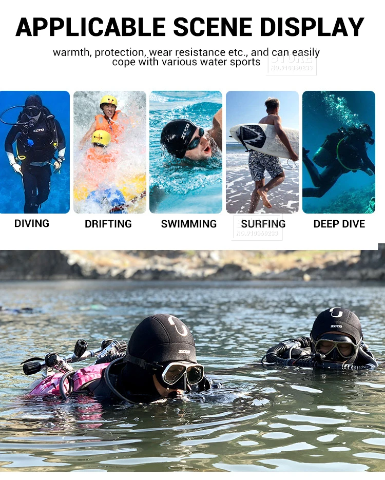 Underwater Fishing Equipment 3MM Neoprene Swimming Caps Kitesurf Windsurf Hats Hunting Snorkeling Scuba Pool Diving Swimming Cap 6