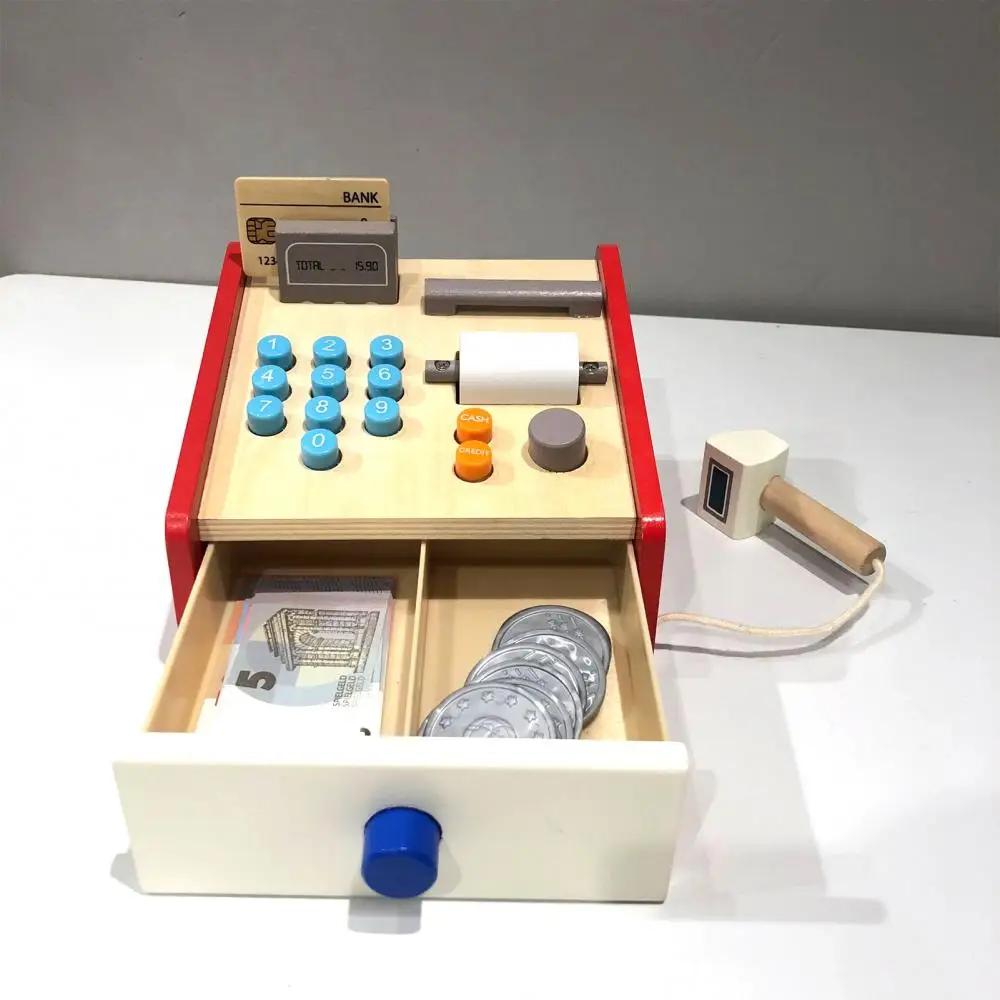 Gift Cute Practical Simulation Attractive Educational Play House Toys Wooden Convenient Market Cash Register Children Set