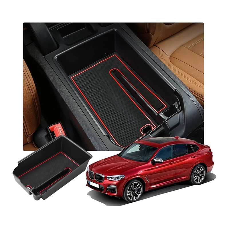 Per Bmw X3 G01 X4 G02 2018-2021 Car Central Console Bracciolo Box Storage Box Contenitore Vassoio Pallet Con Tappetino In Gomma