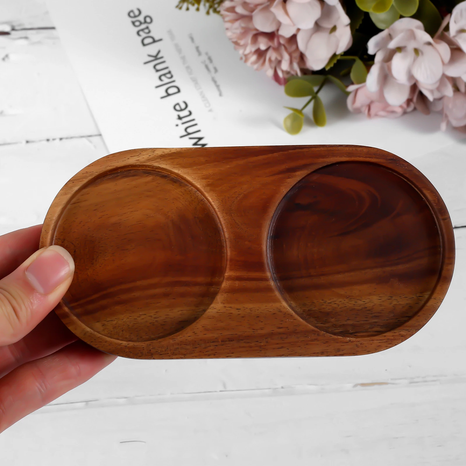 Kitchens Wood Tray Salt and Pepper Mill Multipurpose Natural Wood Storage Holder Inner Diameter 6.3cm Bottle & cup storage tray wooden serving tray kitchen tray bamboo organizer tray