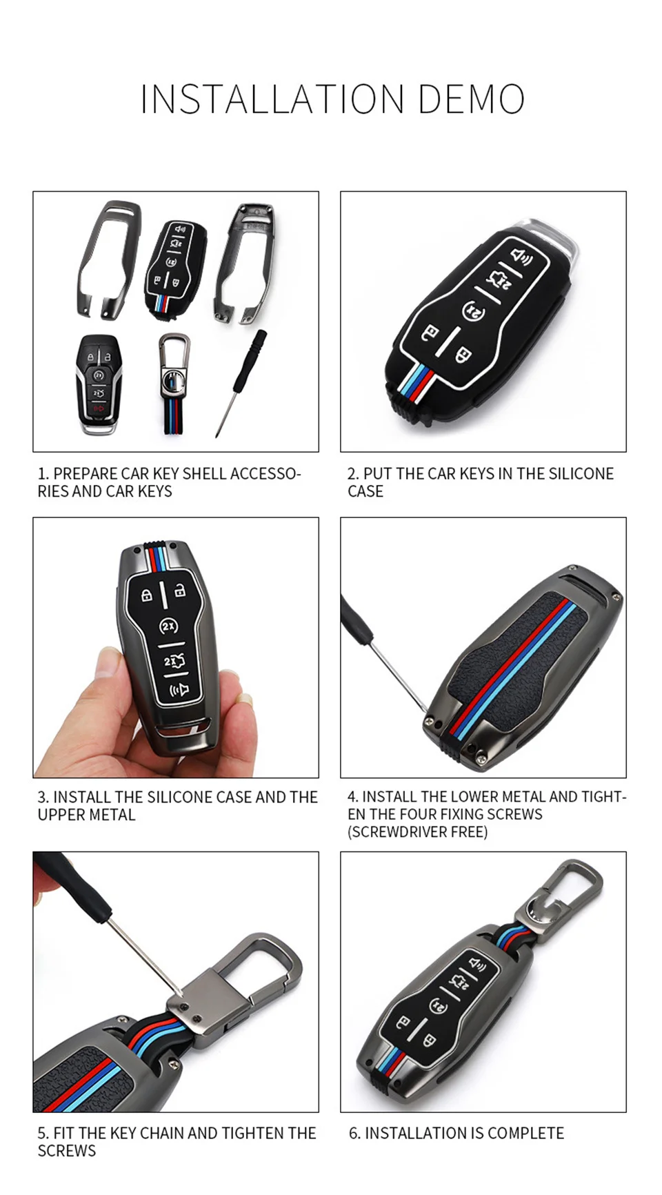 Custodia Cover chiave auto per Ford Fusion Mondeo Mustang F-150 Explorer Edge 2015 2016 2017 2018 Styling portachiavi protezione chiave - S957041b587a04bc58d60296d9a4c764fk