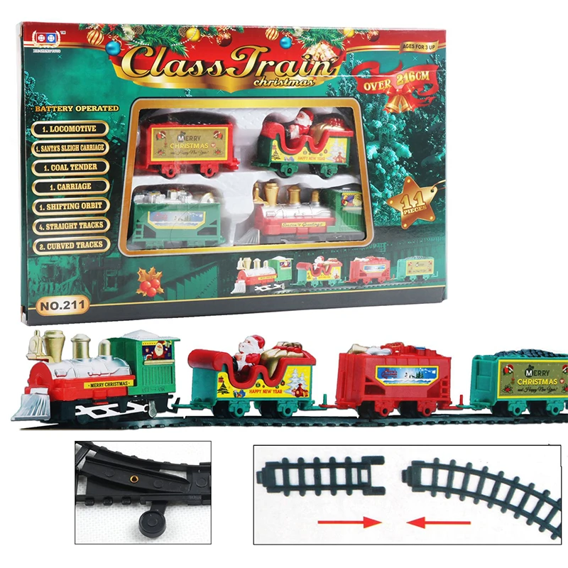 Christmas Decorations Realistic Electric Train Set Easy To Assemble Safe Kids Gift Party Home Xmas Tree Decoration