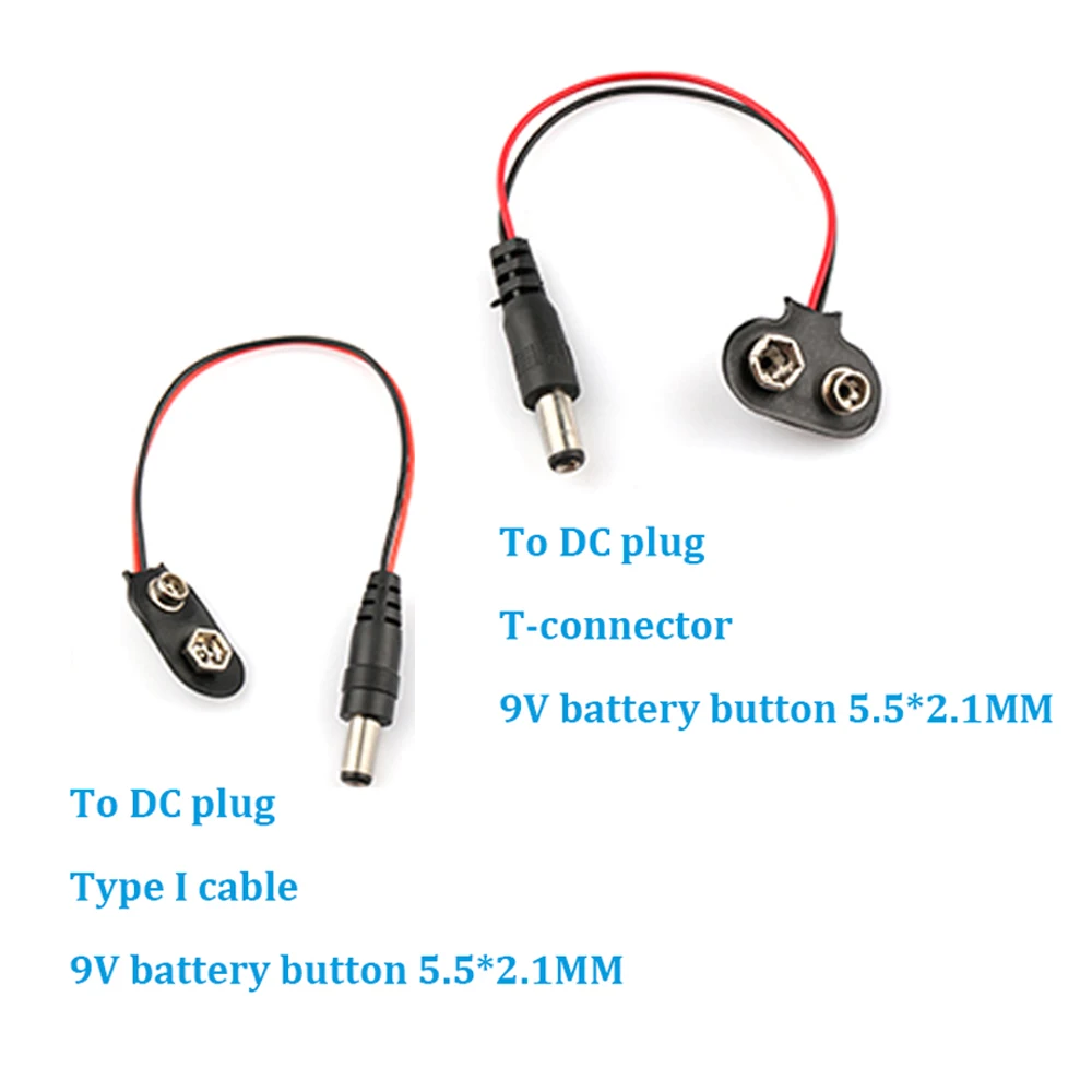I / T Type 9v Battery Snap Connector Clip Lead Wires Holder Line Length