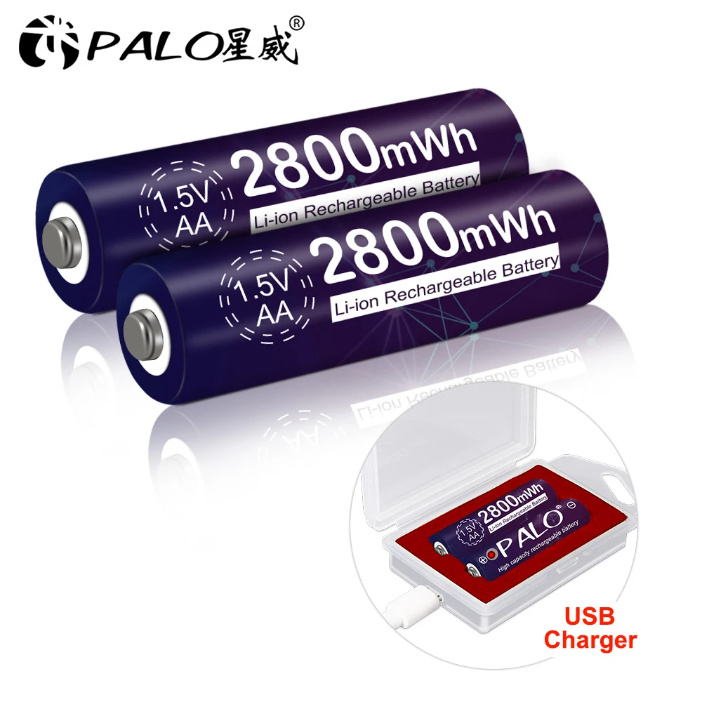 Batteria Ricaricabile Palo 1.5V Aa 2800Mwh Aa 2A Aa Batterie Ricaricabili Agli Ioni Di Litio Per Giocattoli Microfono