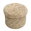 Handmade Straw Woven Storage Basket With Lid Snack Organizer Storage Box Laundry Baskets Rattan Storage Flower Basket 5
