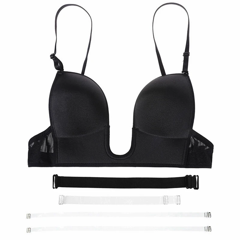 Sutiãs Traseiros Baixos para Mulheres sem costura Deep U Plunge Backless  Bras Conversível Multiway Low Cut Open Back Bra Halter Bras