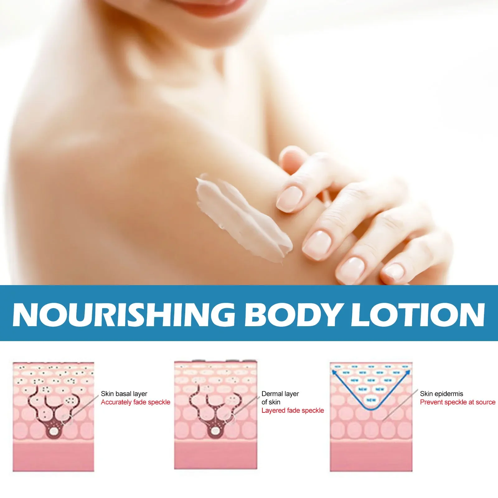 Aufhellende Körperlotion, entfernt Melanin, hellt raue, gelbe, trockene Haut auf, macht sie glatt, befeuchtet dunkle Flecken und erhellt die Arme._voghion.com