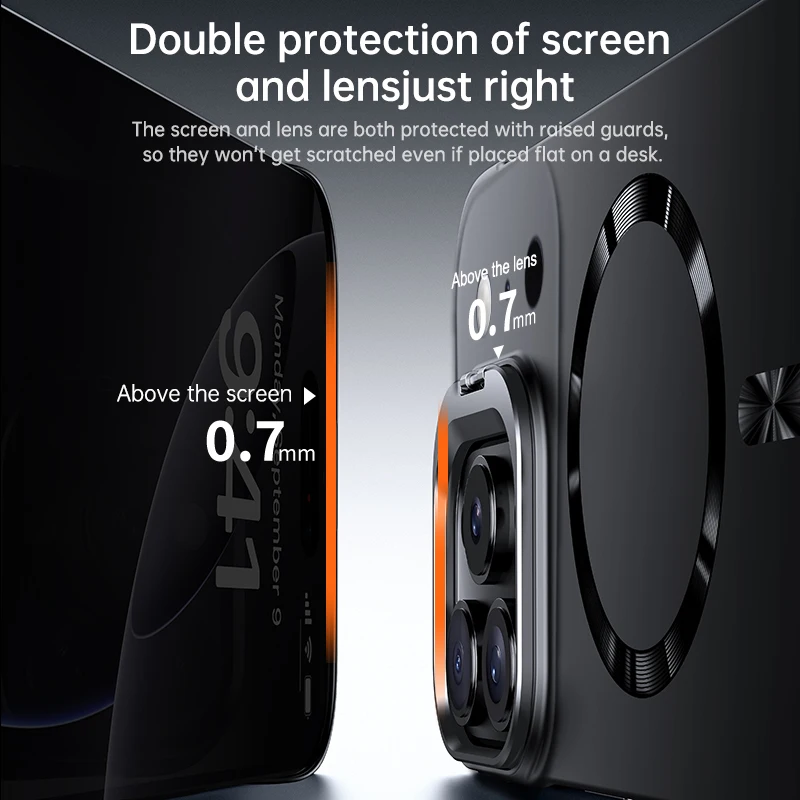 Ultra Slim Frameless Phone Case with Metal Lens Stand and Magsafe Compatibility
