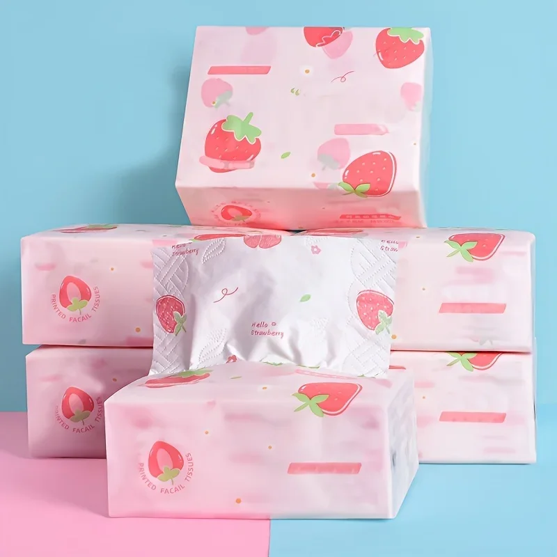 1 Pack/5 Packs  of Strawberry Printed 4-layer Soft Paper, Household Paper, Toilet Paper, Napkins, Kitchen Paper