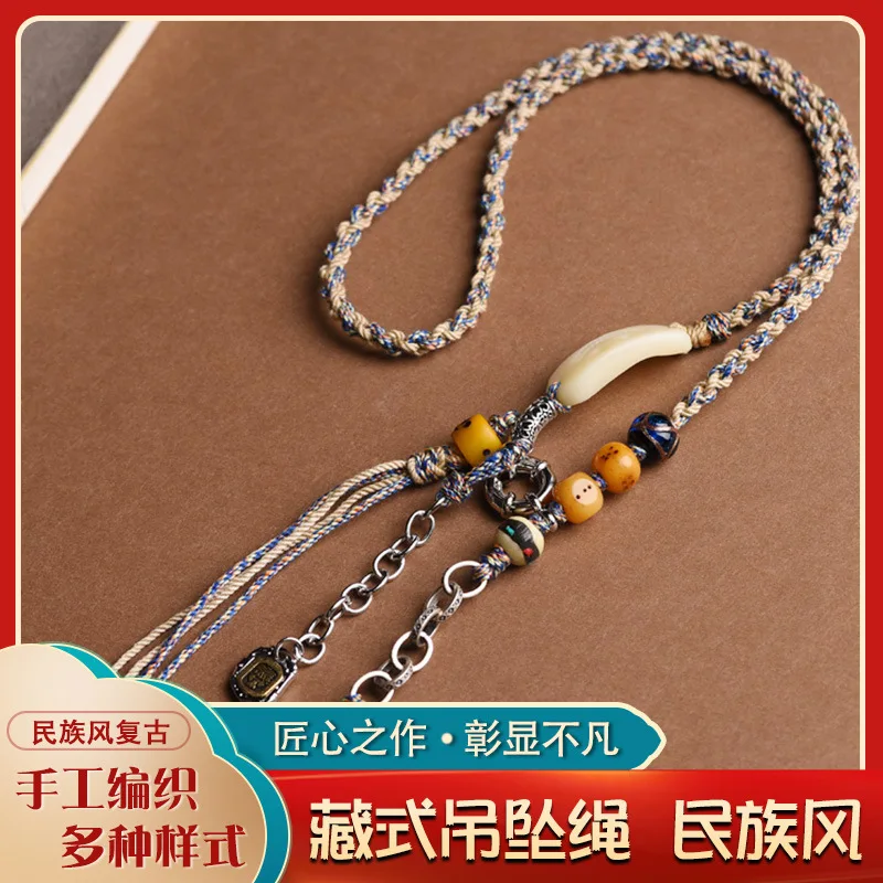 Zachilam 손으로 짠 랜야드 수공예 펜던트 로프, Thangka 수제 면사, 에스닉 스타일 레트로