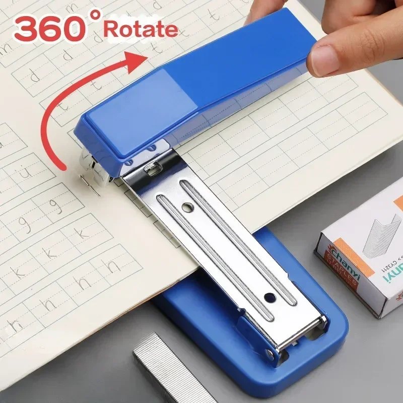 Rotatable Stapler 360 Rotatable Metal Heavy Duty Standard Long Stapling Use Staples Office Bookbinding Supplies Manual Binding
