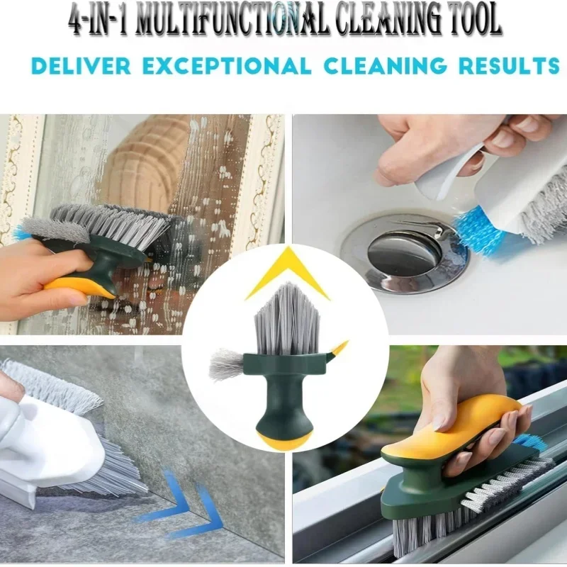 1PC 4 In 1 V-Shape Scrubber Brush Kitchen Bathroom Tile Floor Gap Cleaning Brush Window Groove Wall Corner Toilet Brushes Tools