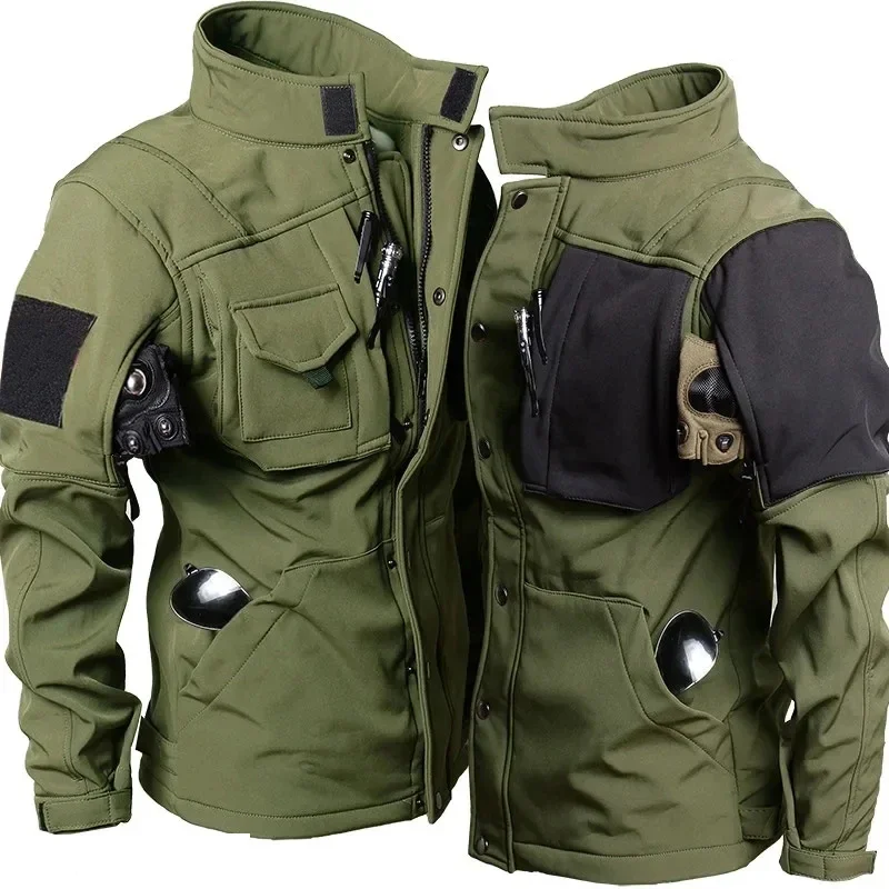Waterproof Shark Skin Tactical Sets Mens Fleece Soft Shell Combat Jackets windproof Warm Cargo Pant 2 Piece Set waterproof hiking jackets,waterproof jacket,waterproof coats,softshell jackets,tactical combat suit