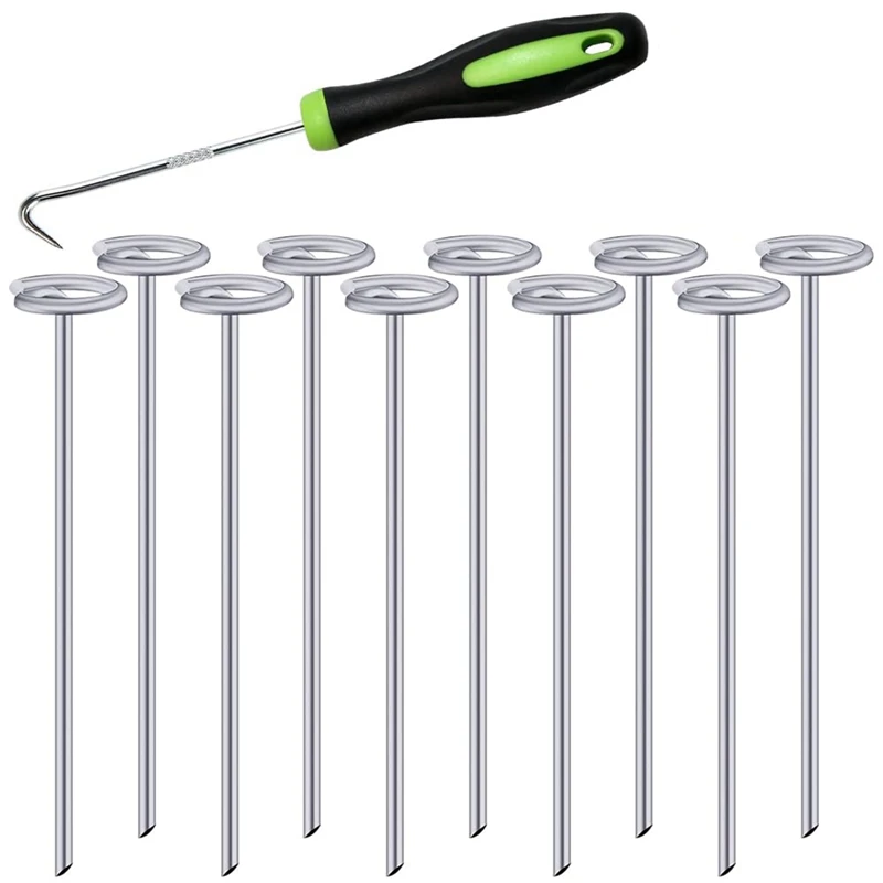 

50Pcs Circle Top Landscape Staples, 6Inch Garden Stake Galvanized Landscape Fabric Stakes, Heavy Duty Yard Ground Pins Durable