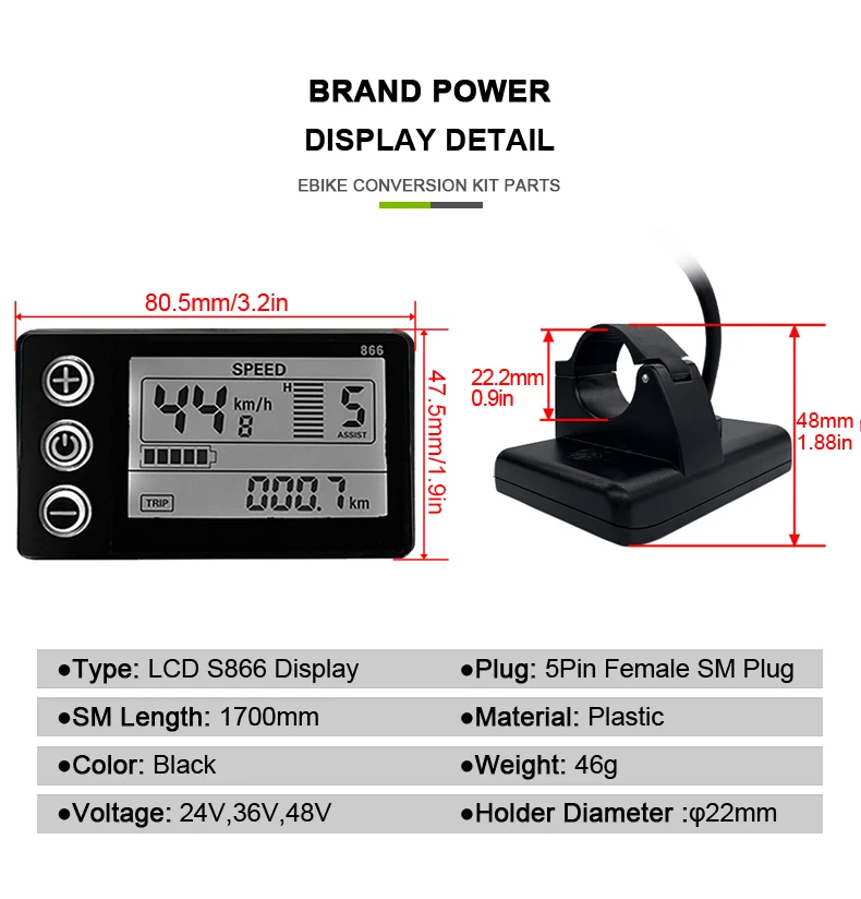 36V 48V borstelloze controller met display kit voor elektrische