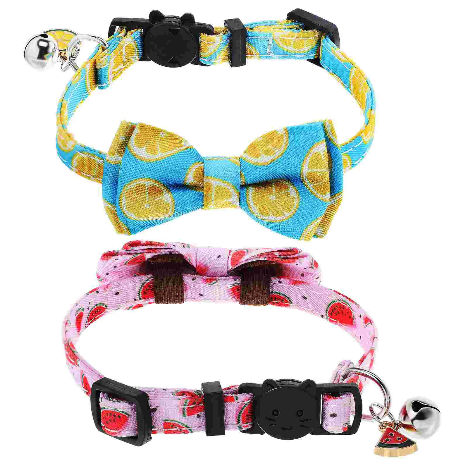 

2 Pcs Kitten Collars Kitten Collar With Bell Cute Cat Collar Lemon Dog Collar Watermelon Dog Collar Cat Bowtie Collars