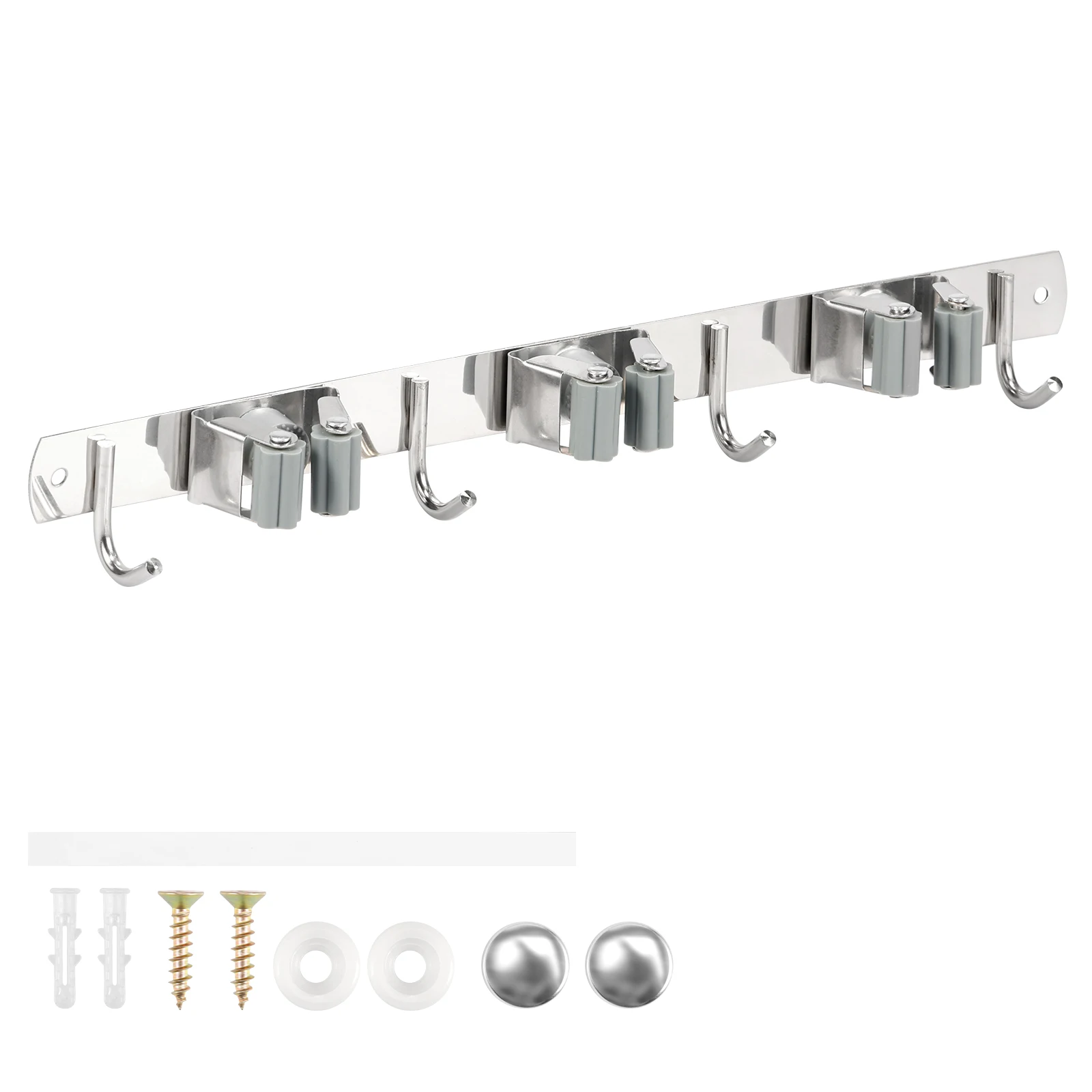 Mop and Broom Organizer Stainless Steel Broom Mop Holder Wall Mounted Strong Broom Mop Holder for Bathroom Kitchen Accessories