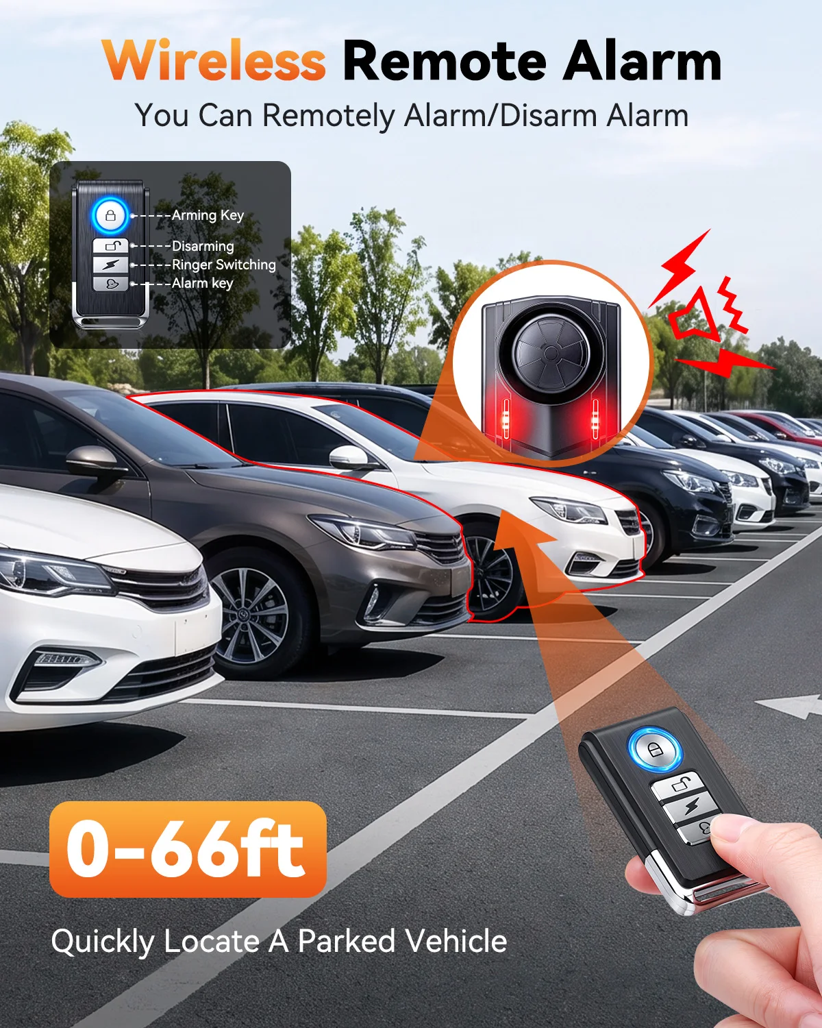 High-Decibel Rechargeable Car Vibration Alarm System with Remote Control