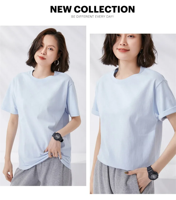 Women T-shirts 2024 Summer Tops Solid Short Sleeve Loose O-neck 100% Cotton Casual Ladies Shirts Harajuku Korean Woman Tshirts