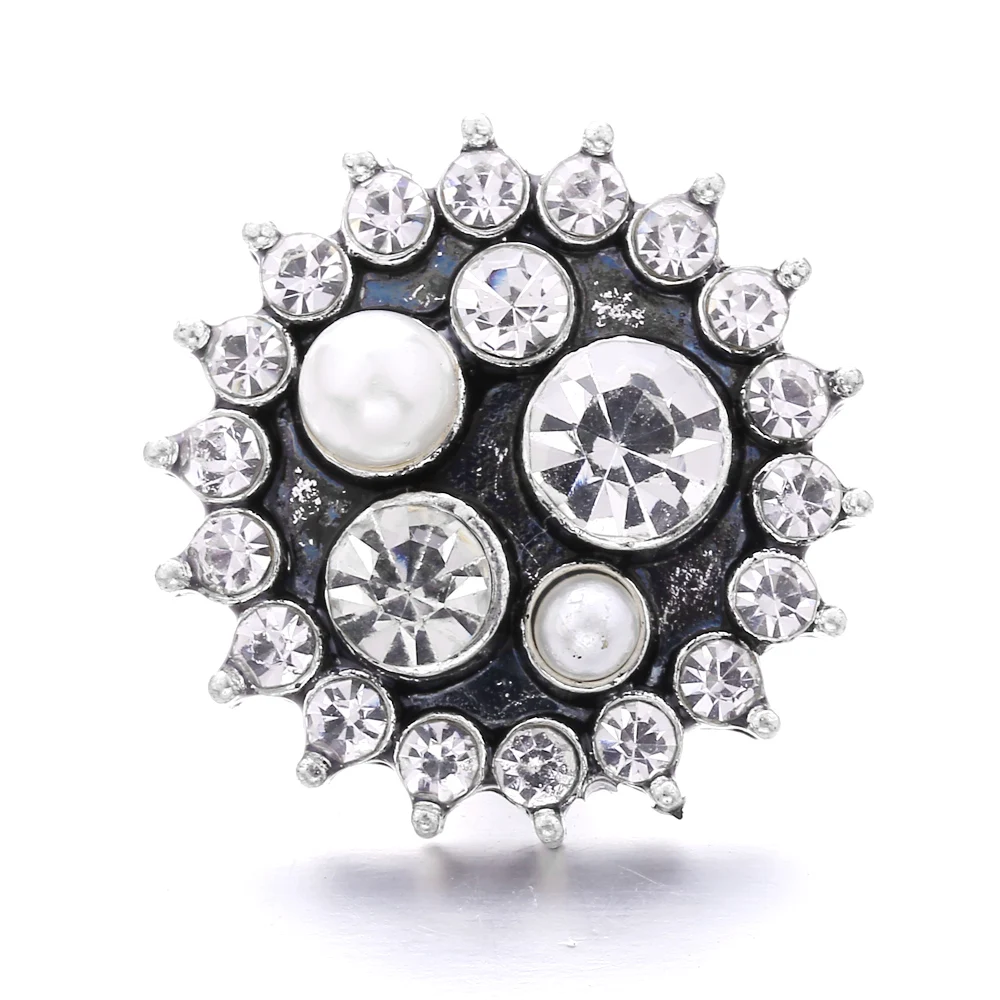 20pcs Rhinestone Flower 18mm Metal Snap Buttons Fit Snap Bracelet Bangle Necklace DIY Snaps Buttons Jewellery