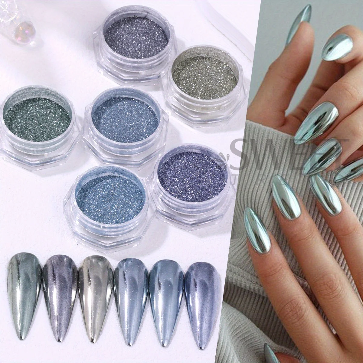 20 Colors Plain Mirror Nail Glitter Powder Punk Purple Blue Design Metallic Chrome Flash Y2K Manicure Nail Accessories Sparkle