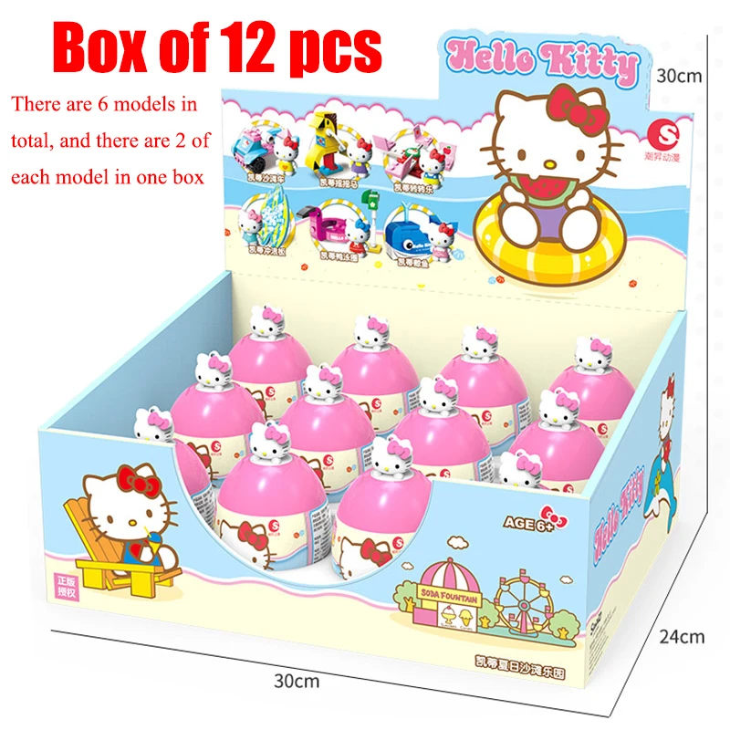 Hello Kitty Building Block Set Sanrio Animation Doll My Melody Kuromi Egg Twisting Doll Capsule Toy Children's Birthday Gift Toy